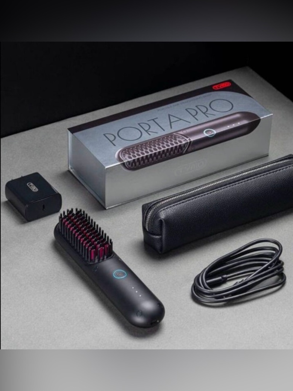 NEW! TYMO -  Porta Pro Wireless Hair Straightening Brush - Black